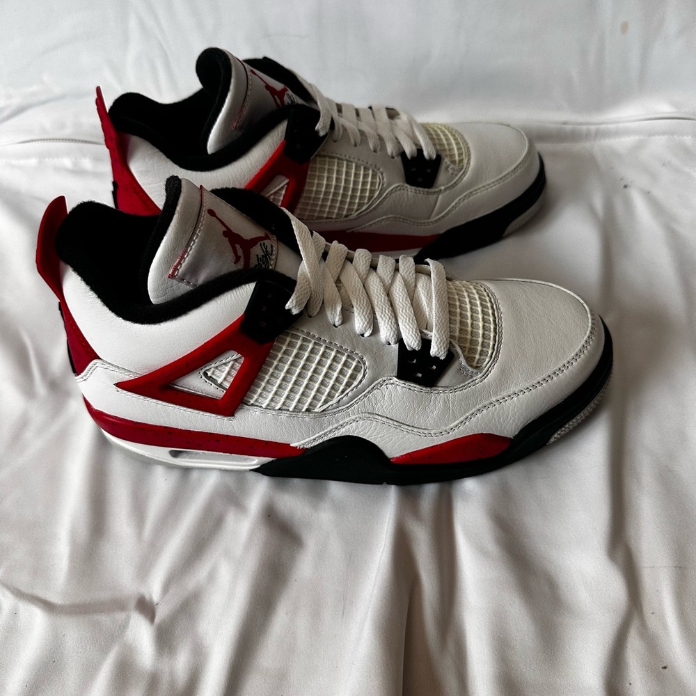 Nike Air Jordan 4 Retro - White/Red/Black  youth Sneakers